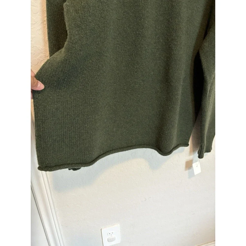 J. Crew Oarsman 100% Lambswool Mens Rollneck Sweater Size Large Fisherman Green